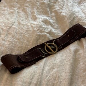 Mango Dark Brown Belt with Brass Buckle